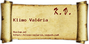 Klimo Valéria névjegykártya